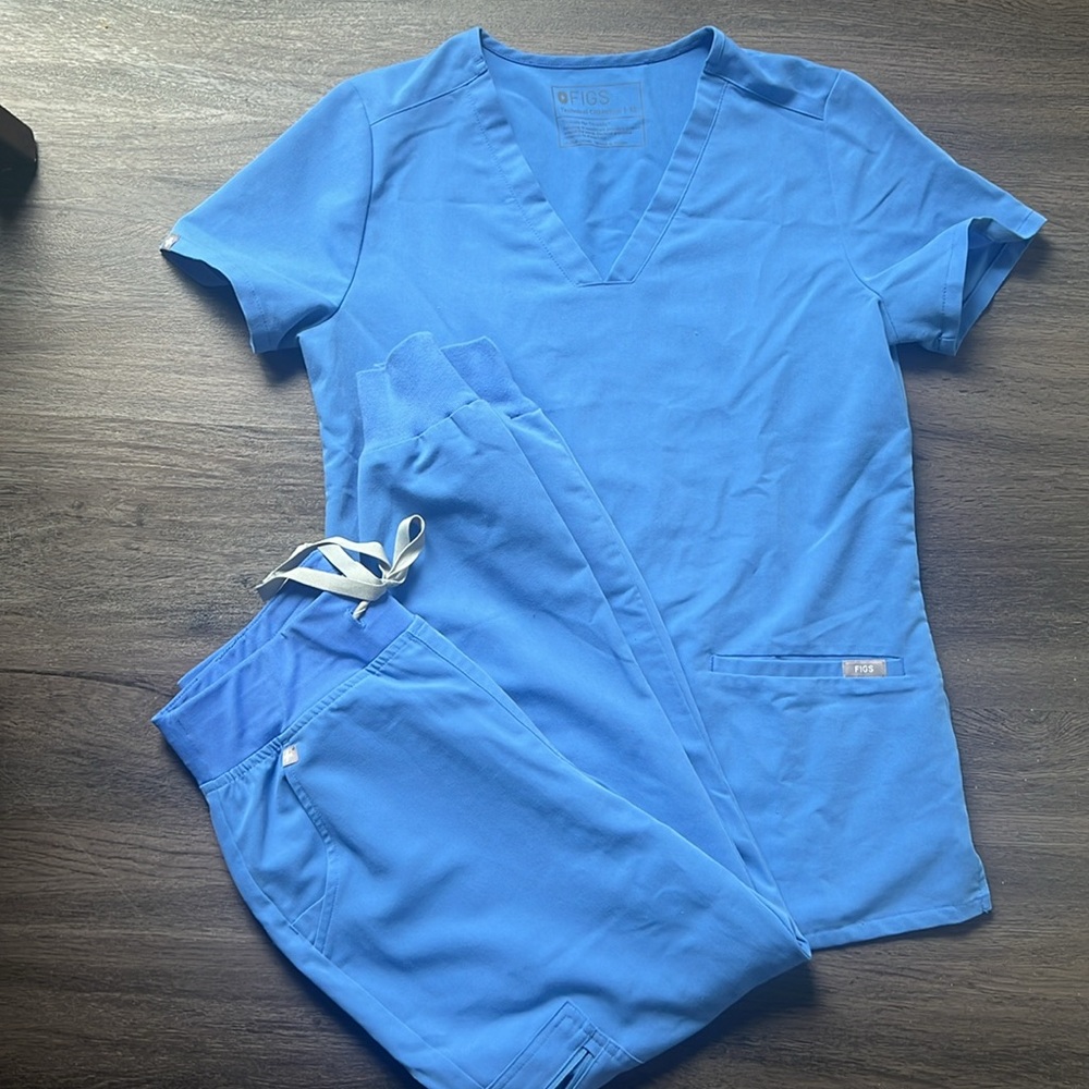 Figs XS Petite Jogger Set Ceil Blue